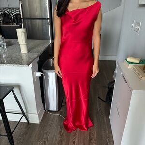 Norma Kamali One Shoulder Red Dress